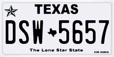 TX license plate DSW5657