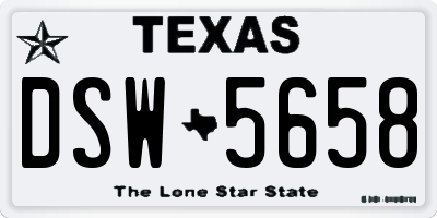 TX license plate DSW5658