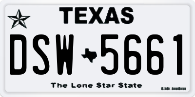 TX license plate DSW5661