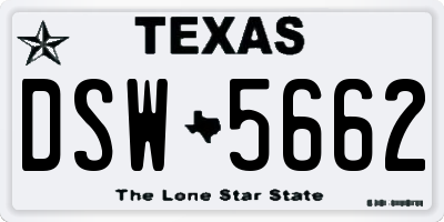 TX license plate DSW5662
