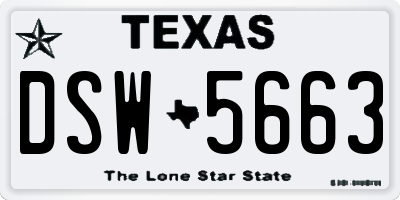 TX license plate DSW5663