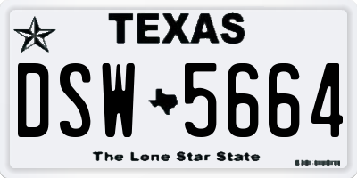 TX license plate DSW5664