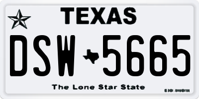 TX license plate DSW5665