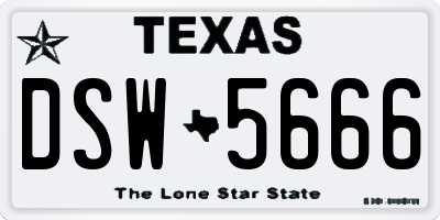 TX license plate DSW5666