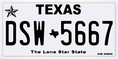 TX license plate DSW5667