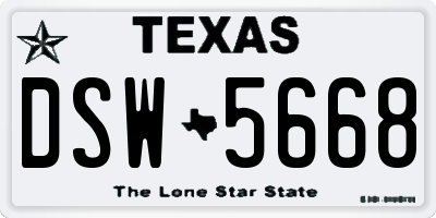 TX license plate DSW5668