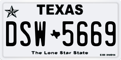 TX license plate DSW5669