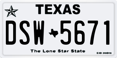 TX license plate DSW5671