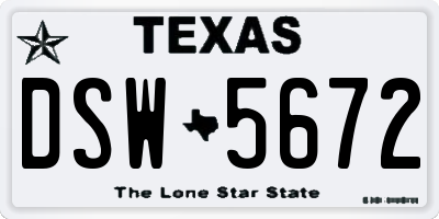 TX license plate DSW5672