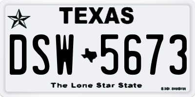 TX license plate DSW5673