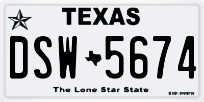 TX license plate DSW5674