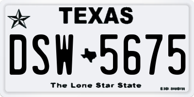 TX license plate DSW5675