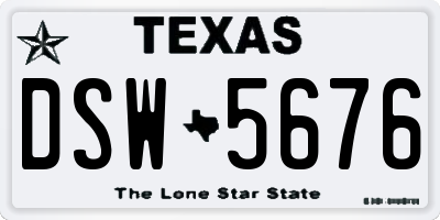 TX license plate DSW5676