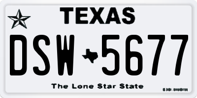TX license plate DSW5677