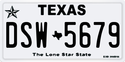 TX license plate DSW5679
