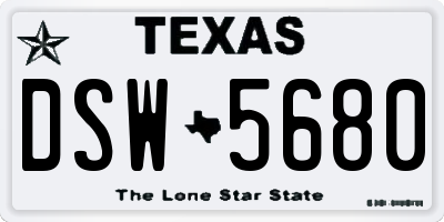 TX license plate DSW5680