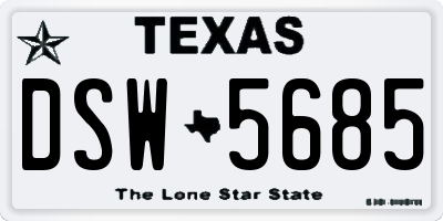 TX license plate DSW5685
