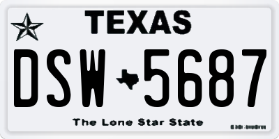 TX license plate DSW5687