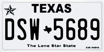 TX license plate DSW5689