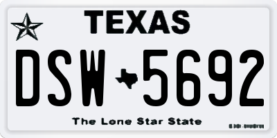 TX license plate DSW5692