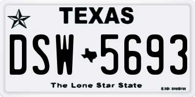 TX license plate DSW5693
