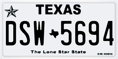 TX license plate DSW5694