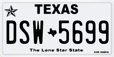 TX license plate DSW5699