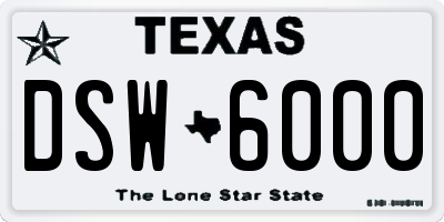 TX license plate DSW6000