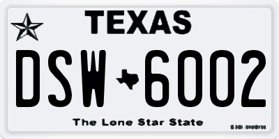 TX license plate DSW6002