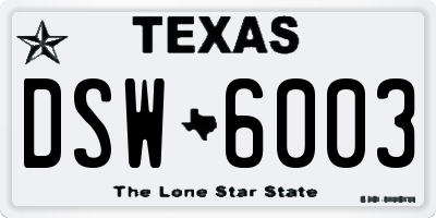 TX license plate DSW6003