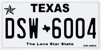 TX license plate DSW6004