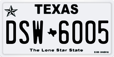 TX license plate DSW6005
