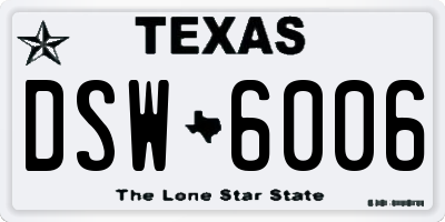 TX license plate DSW6006