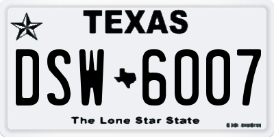 TX license plate DSW6007