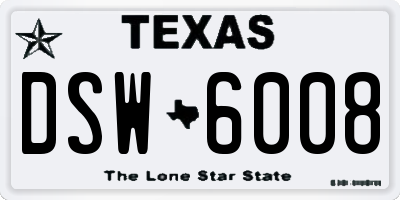 TX license plate DSW6008