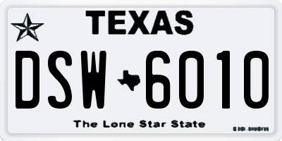 TX license plate DSW6010