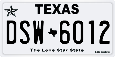 TX license plate DSW6012