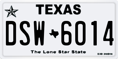 TX license plate DSW6014