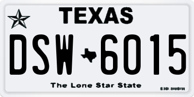 TX license plate DSW6015