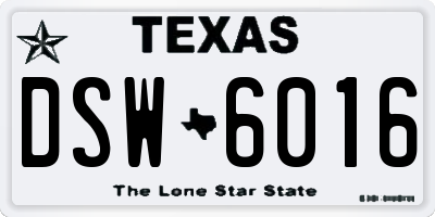 TX license plate DSW6016