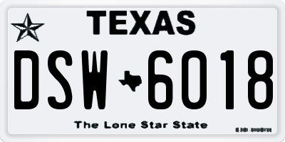 TX license plate DSW6018