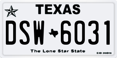 TX license plate DSW6031