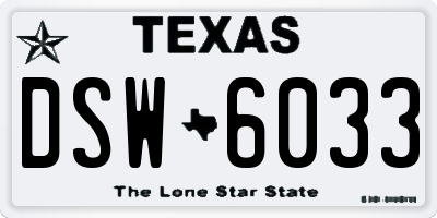 TX license plate DSW6033