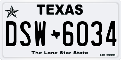 TX license plate DSW6034