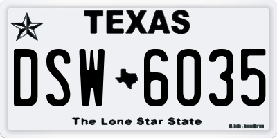 TX license plate DSW6035