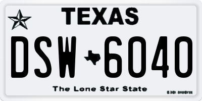 TX license plate DSW6040
