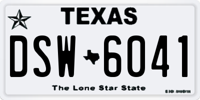 TX license plate DSW6041