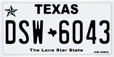 TX license plate DSW6043