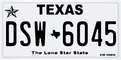 TX license plate DSW6045