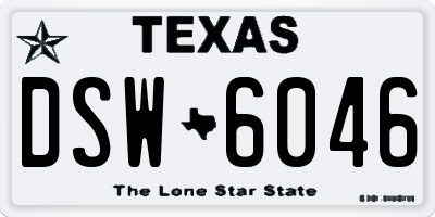 TX license plate DSW6046